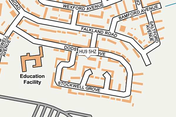 HU9 5HZ map - OS OpenMap – Local (Ordnance Survey)