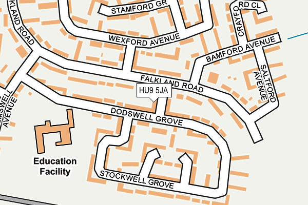 HU9 5JA map - OS OpenMap – Local (Ordnance Survey)