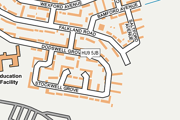 HU9 5JB map - OS OpenMap – Local (Ordnance Survey)
