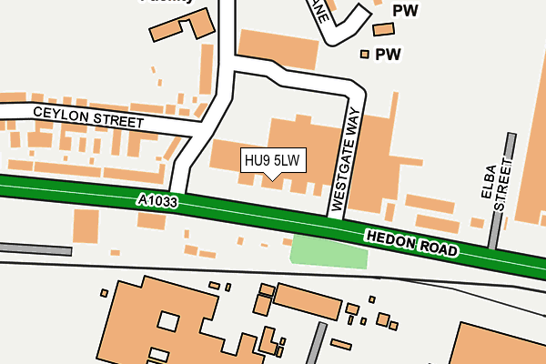 HU9 5LW map - OS OpenMap – Local (Ordnance Survey)