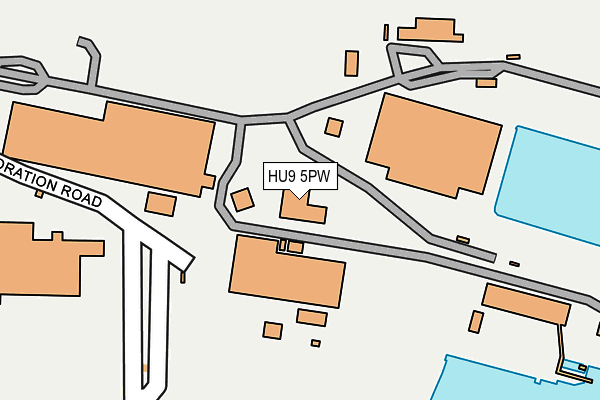 HU9 5PW map - OS OpenMap – Local (Ordnance Survey)