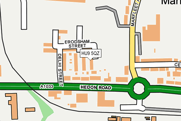 HU9 5QZ map - OS OpenMap – Local (Ordnance Survey)