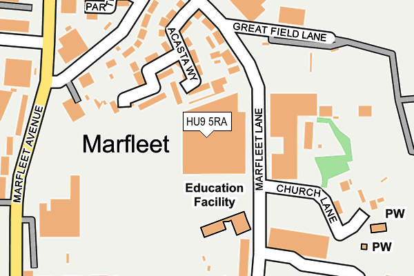 HU9 5RA map - OS OpenMap – Local (Ordnance Survey)