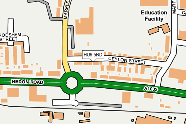 HU9 5RD map - OS OpenMap – Local (Ordnance Survey)