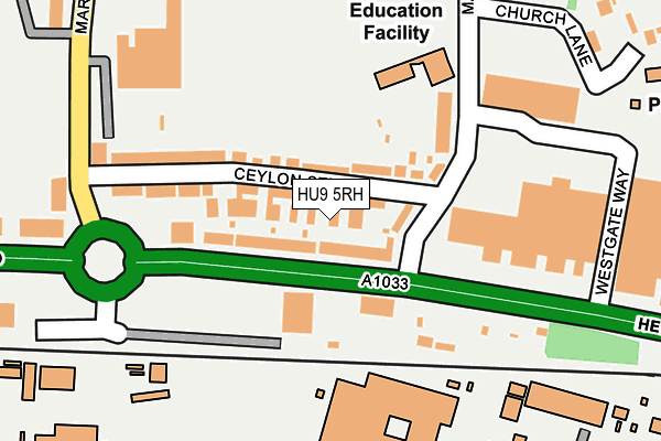 HU9 5RH map - OS OpenMap – Local (Ordnance Survey)