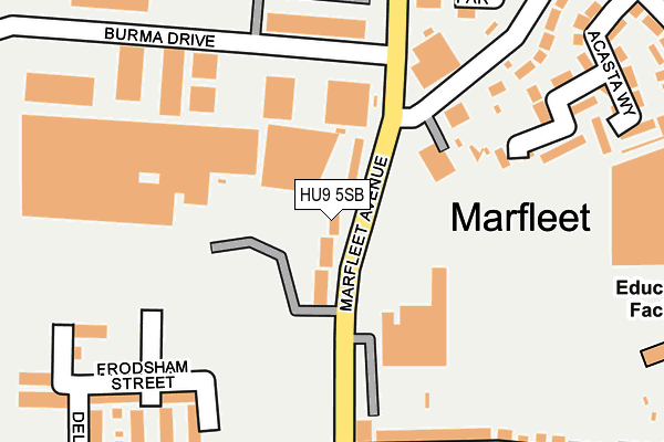 HU9 5SB map - OS OpenMap – Local (Ordnance Survey)