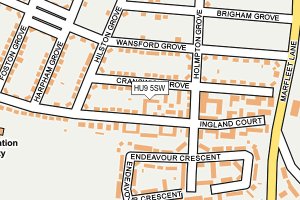 HU9 5SW map - OS OpenMap – Local (Ordnance Survey)