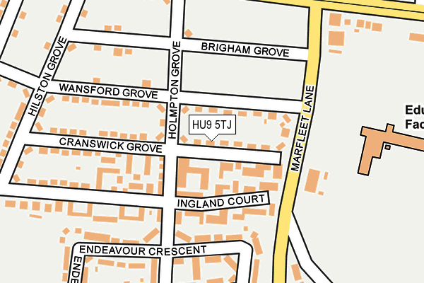 HU9 5TJ map - OS OpenMap – Local (Ordnance Survey)
