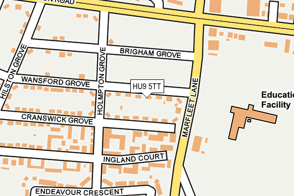 HU9 5TT map - OS OpenMap – Local (Ordnance Survey)