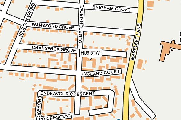 HU9 5TW map - OS OpenMap – Local (Ordnance Survey)