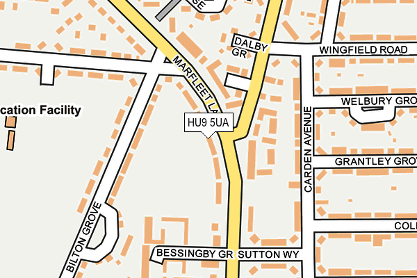 HU9 5UA map - OS OpenMap – Local (Ordnance Survey)