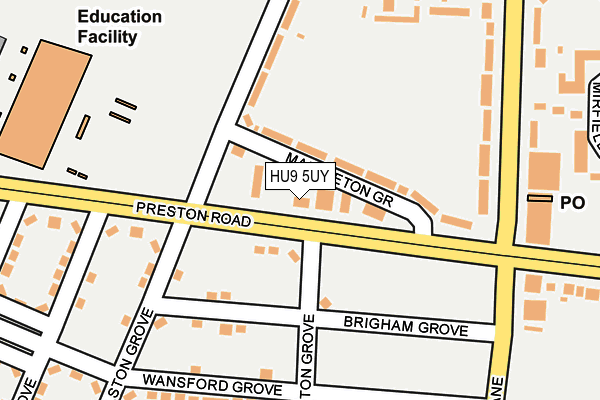 HU9 5UY map - OS OpenMap – Local (Ordnance Survey)