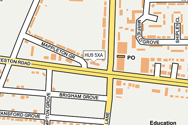 HU9 5XA map - OS OpenMap – Local (Ordnance Survey)