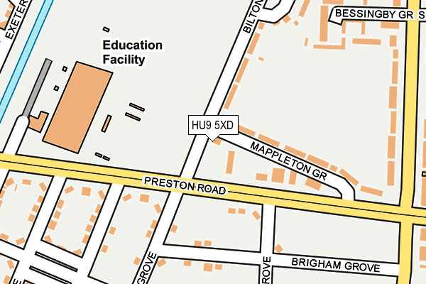 HU9 5XD map - OS OpenMap – Local (Ordnance Survey)