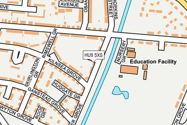 HU9 5XS map - OS OpenMap – Local (Ordnance Survey)