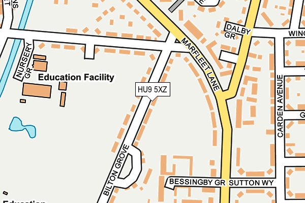 HU9 5XZ map - OS OpenMap – Local (Ordnance Survey)