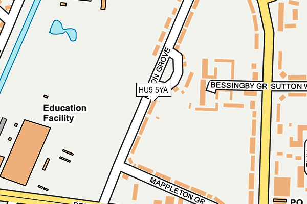 HU9 5YA map - OS OpenMap – Local (Ordnance Survey)