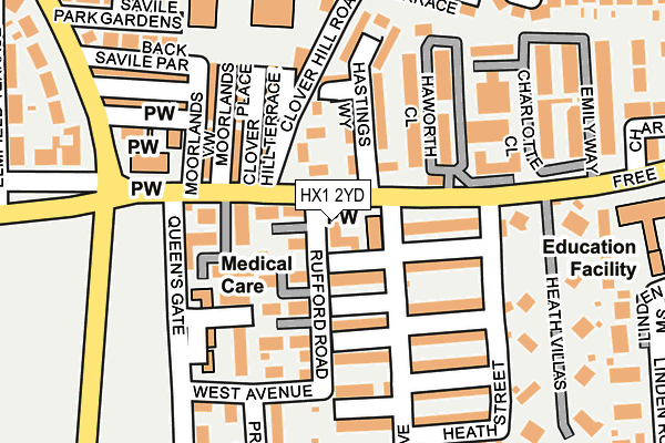 HX1 2YD map - OS OpenMap – Local (Ordnance Survey)