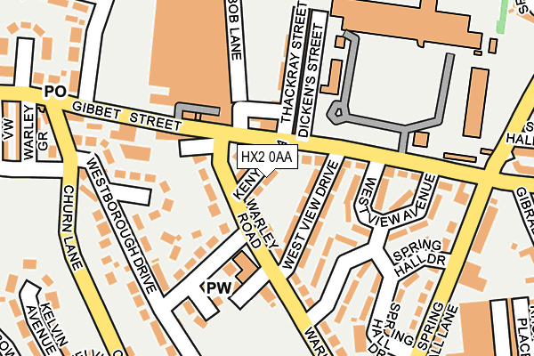 HX2 0AA map - OS OpenMap – Local (Ordnance Survey)