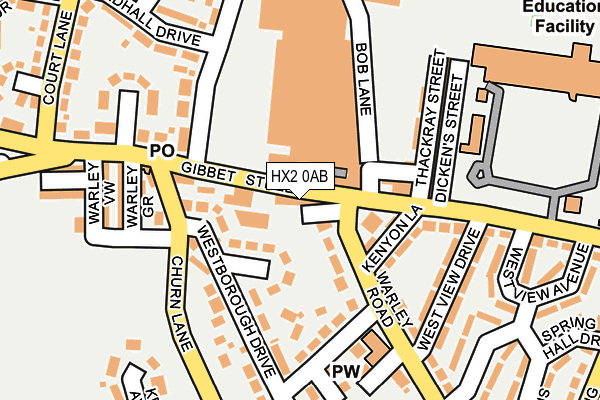 HX2 0AB map - OS OpenMap – Local (Ordnance Survey)
