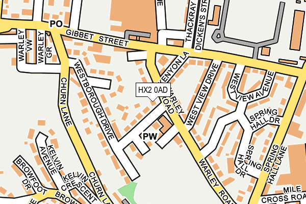 HX2 0AD map - OS OpenMap – Local (Ordnance Survey)