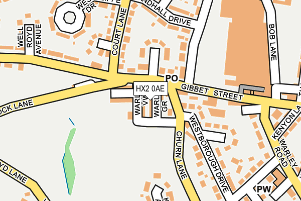 HX2 0AE map - OS OpenMap – Local (Ordnance Survey)