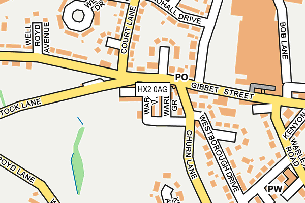 HX2 0AG map - OS OpenMap – Local (Ordnance Survey)