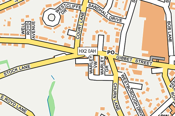 HX2 0AH map - OS OpenMap – Local (Ordnance Survey)