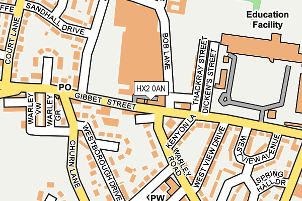 HX2 0AN map - OS OpenMap – Local (Ordnance Survey)