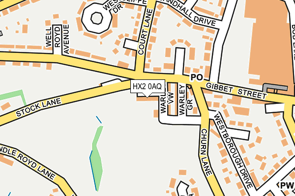 HX2 0AQ map - OS OpenMap – Local (Ordnance Survey)