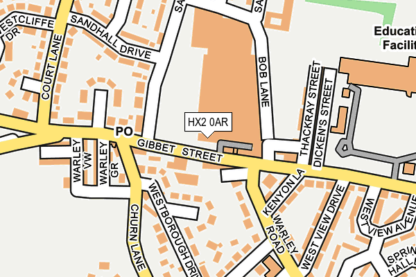 HX2 0AR map - OS OpenMap – Local (Ordnance Survey)