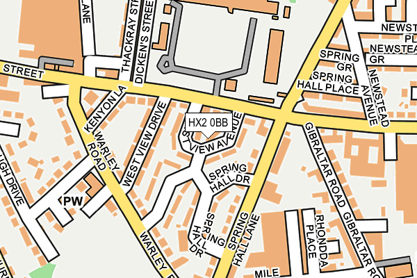HX2 0BB map - OS OpenMap – Local (Ordnance Survey)
