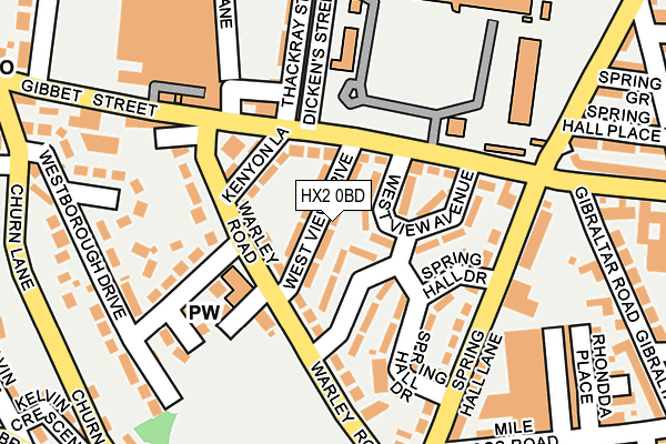 HX2 0BD map - OS OpenMap – Local (Ordnance Survey)