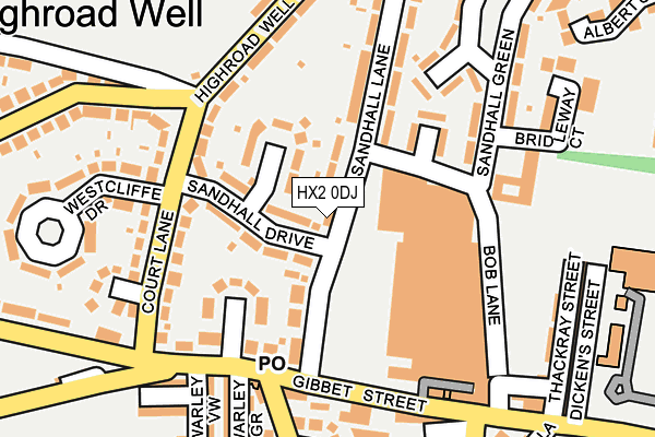 HX2 0DJ map - OS OpenMap – Local (Ordnance Survey)