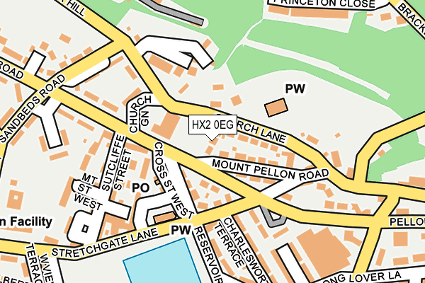 HX2 0EG map - OS OpenMap – Local (Ordnance Survey)
