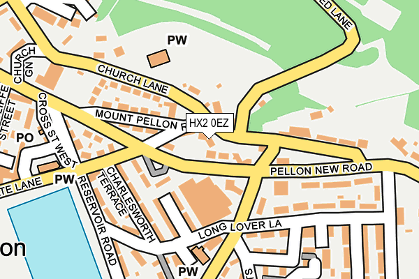HX2 0EZ map - OS OpenMap – Local (Ordnance Survey)