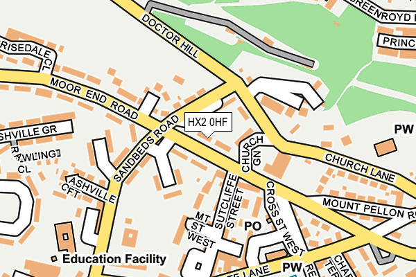HX2 0HF map - OS OpenMap – Local (Ordnance Survey)