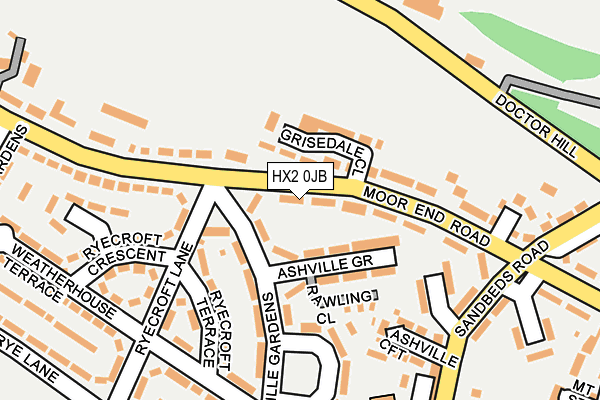 HX2 0JB map - OS OpenMap – Local (Ordnance Survey)