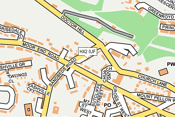 HX2 0JF map - OS OpenMap – Local (Ordnance Survey)