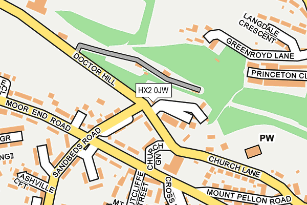 HX2 0JW map - OS OpenMap – Local (Ordnance Survey)