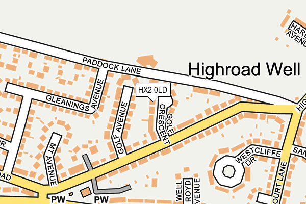 HX2 0LD map - OS OpenMap – Local (Ordnance Survey)
