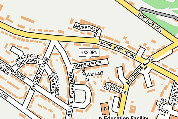 HX2 0PN map - OS OpenMap – Local (Ordnance Survey)