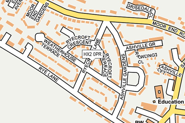 HX2 0PR map - OS OpenMap – Local (Ordnance Survey)