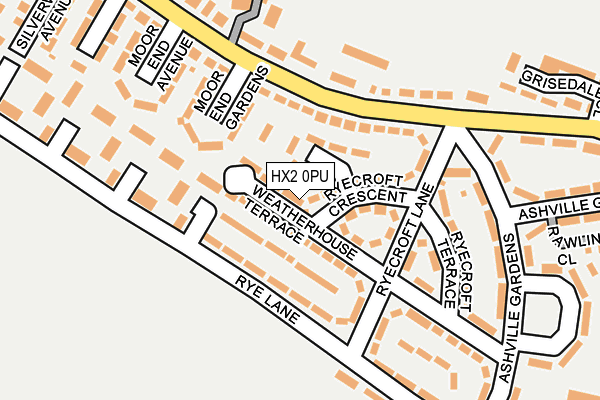 HX2 0PU map - OS OpenMap – Local (Ordnance Survey)