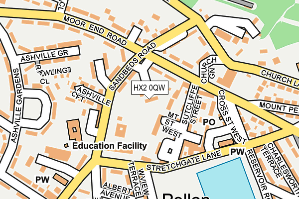 HX2 0QW map - OS OpenMap – Local (Ordnance Survey)