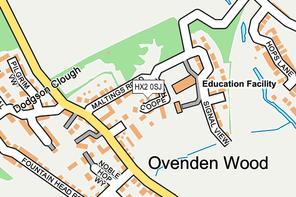 HX2 0SJ map - OS OpenMap – Local (Ordnance Survey)
