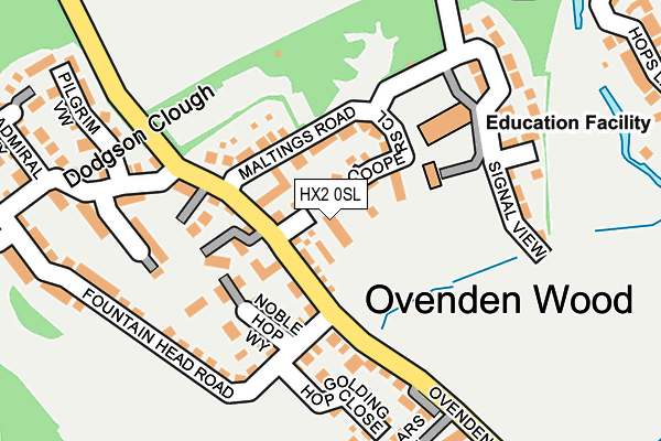 HX2 0SL map - OS OpenMap – Local (Ordnance Survey)