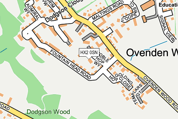HX2 0SN map - OS OpenMap – Local (Ordnance Survey)