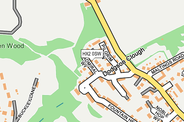 HX2 0SW map - OS OpenMap – Local (Ordnance Survey)
