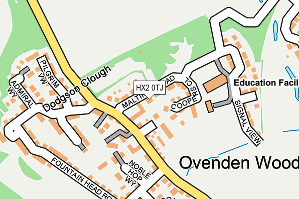 HX2 0TJ map - OS OpenMap – Local (Ordnance Survey)